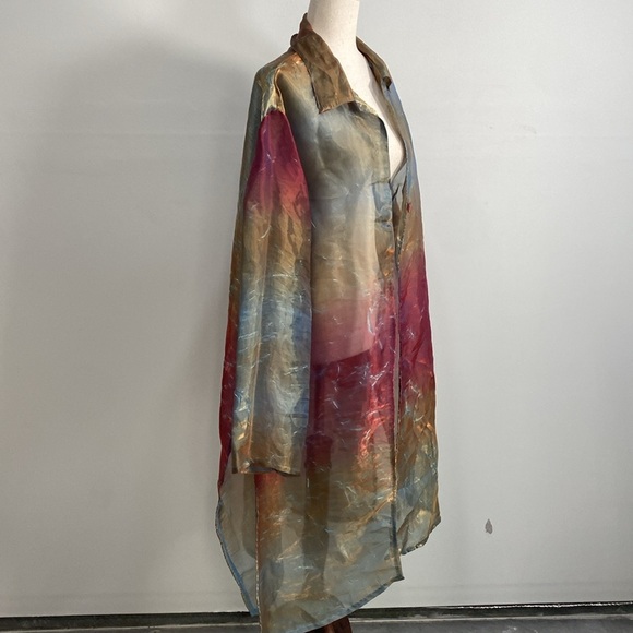 Vintage Semi Sheer Metallic Evening Jacket Lightweight Art to Wear 18 - Picture 10 of 12